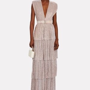 Sabina Musayev Skylar Plisse Lurex Gown in Rose